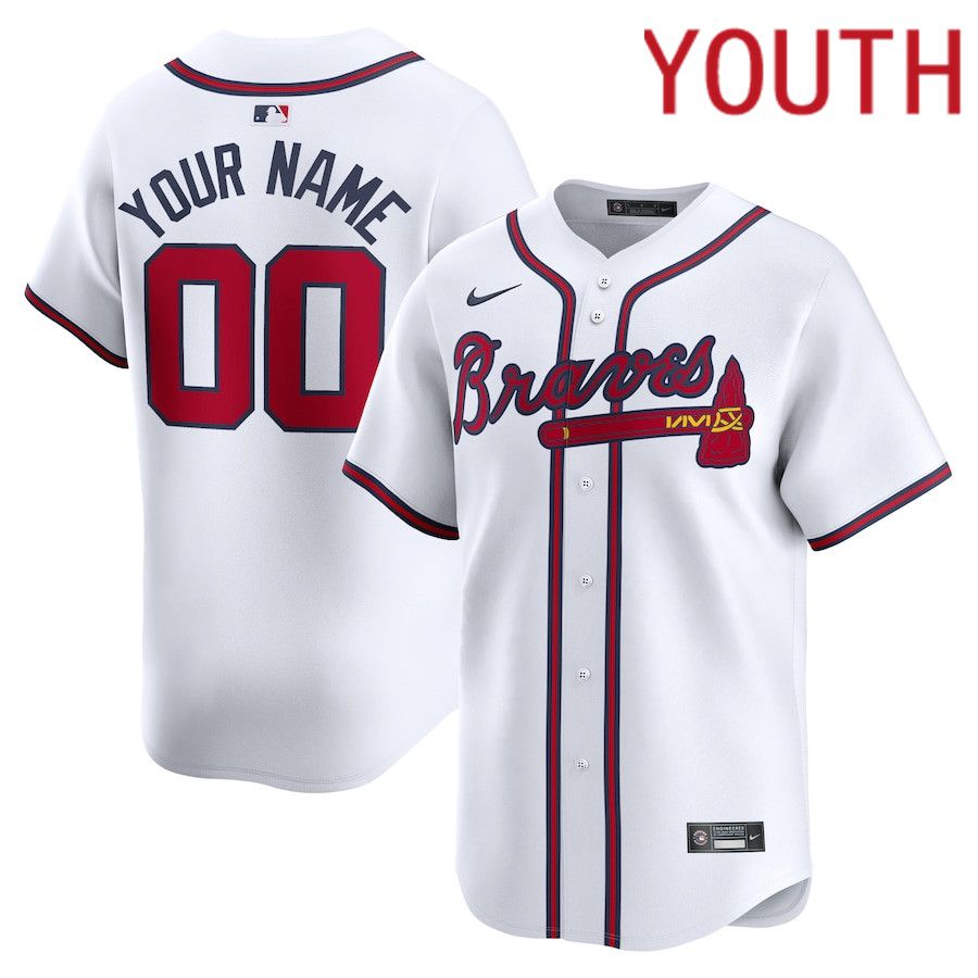 Youth Atlanta Braves Nike White Home Limited Custom MLB Jersey->->